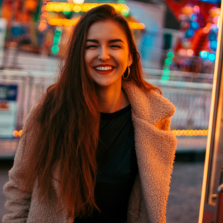 happy woman in the fair